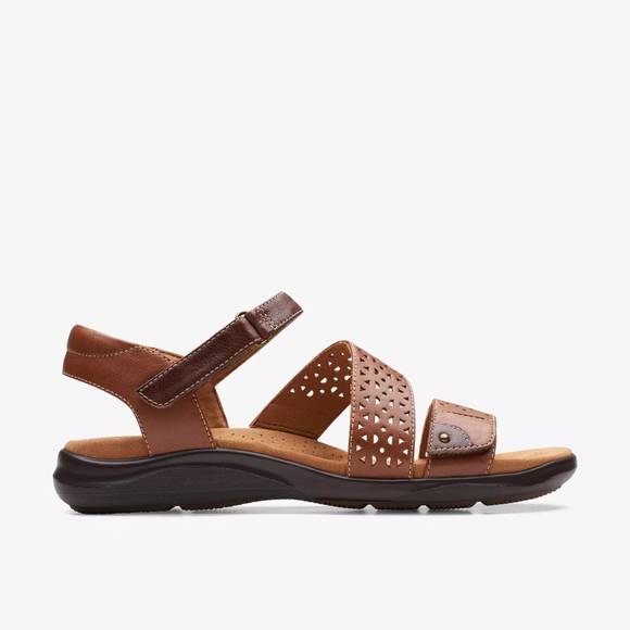 NEW CLARKS women's kitly way sandals in tan - Picture 1 of 3